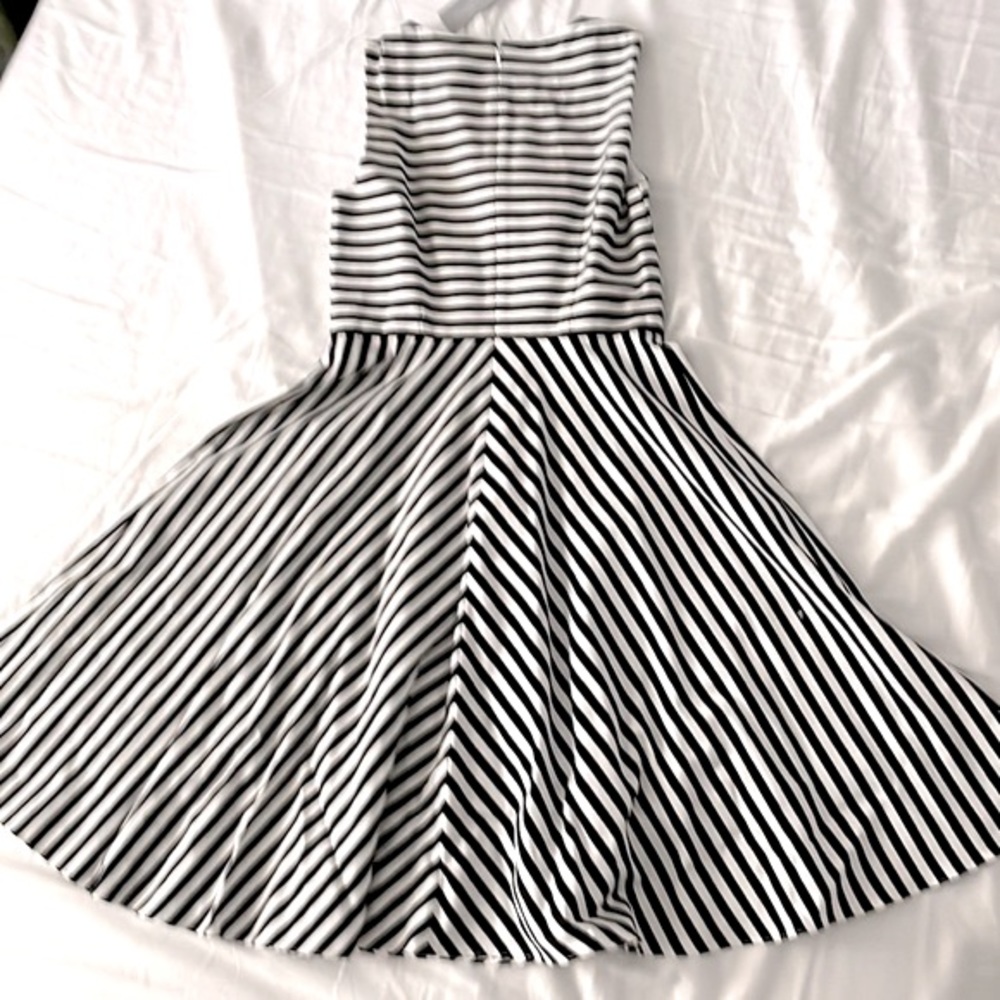 Ann Taylor Black White Stripes A-line Fit Flare Dress XS XXS 00P - Picture 5 of 5